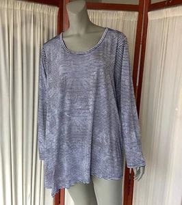 Karen Kane Womens Asymmetrical Blue and White Striped Top Scoop Neck Size 3X - Picture 1 of 7