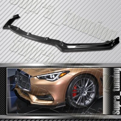 Kit de labios de parachoques delantero de fibra de carbono real cupé Infiniti Q60 2017-2022 estilo V para Infiniti Q60 Foto 1 de 4