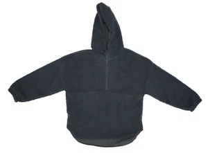 Old Navy Cozy Sherpa Half Zip Tunic Hoodie Panther Black Jacket Womens MP - Picture 1 of 10