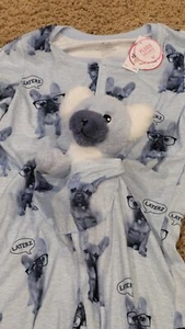 Justice Girl's Size 10 Blue Laterz Puppy Dog One Piece Pajamas with Plush Toy - Picture 1 of 3