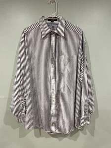 Tommy Hilfiger White Striped Long Sleeve Dress Shirt Size 18 35 - Picture 1 of 6