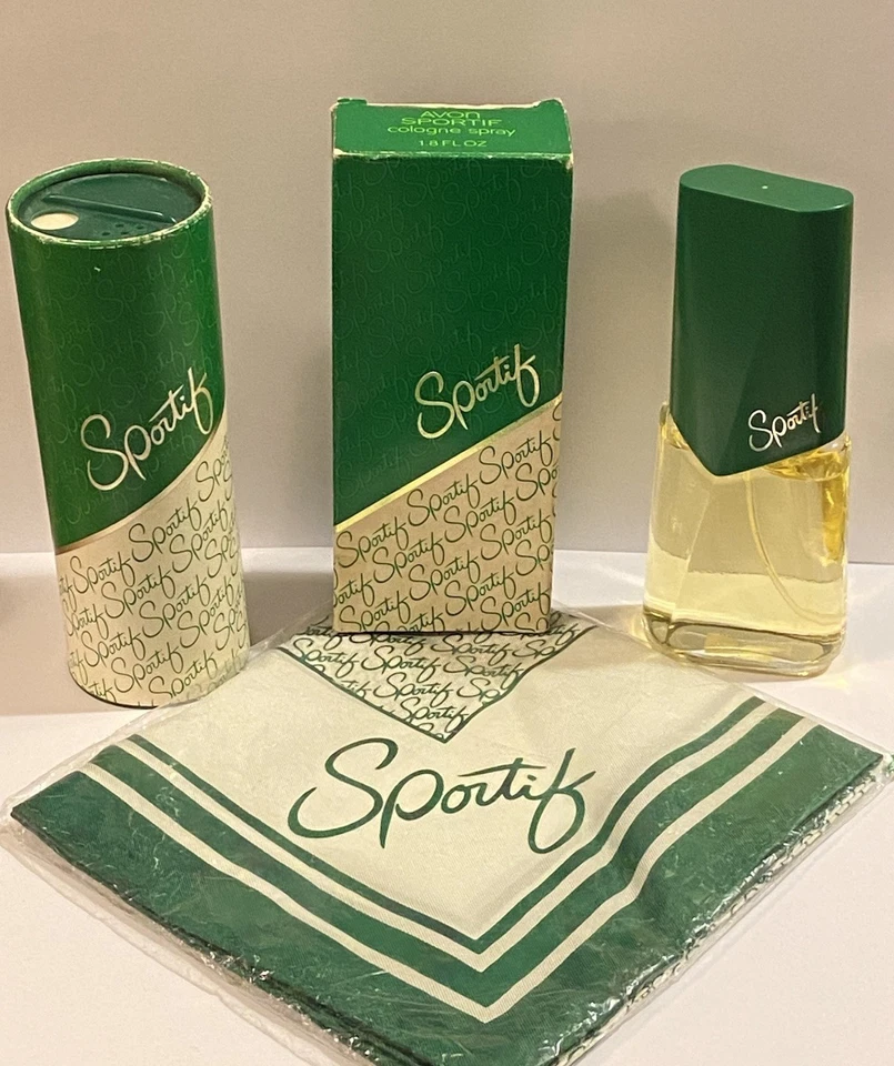 Avon vintage Sportif spray de colônia + talco corporal perfumado e lenço original - Imagem 1 de 1