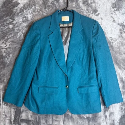 Abrigo Blazer Pendleton Vintage Manga Larga Lana Pura Dos Botones Verde Azulado Aqua Mediano Foto 1 de 4