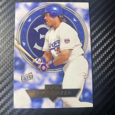 1997 Fleer Ultra Top 30 #6 of 30 Mike Piazza Los Angeles Dodgers HOF - Image 1 of 2