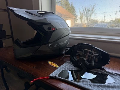 LS2 Gate Launch MX Helmet w/ Goggles Grey (Size: SMALL)  - Image 1 of 4