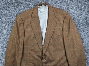 Paul Stuart Sport Coat 100% Cashmere Herringbone Windowpane Plaid Brown Red 46XL - Picture 1 of 13