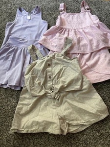 Lot Of 3 H&M Set Top W/ Matching Shorts Skort Athletic Size Girls 7 Pink Linen - Picture 1 of 10
