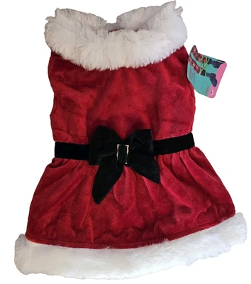 More & Merrier Mrs. Claus Pet Dress Medium (16–18") Red Velvet Holiday Dog NWT - Image 1 of 4
