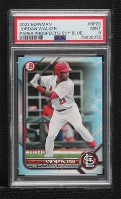 2022 Bowman Prospects Sky Blue Border /499 Jordan Walker #BP-20 PSA 9 MINT - Image 1 of 2