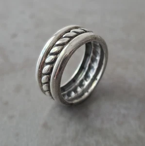 Anillo vintage de plata esterlina estampada con bandas de 10 mm talla 12 para hombre y mujer 7,2 g - Imagen 1 de 5