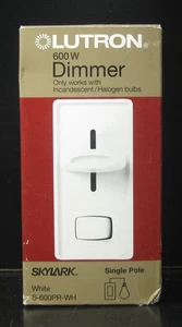 Lutron Skylark 600 Watt Single Pole Dimmer S-600PR-WH White - Picture 1 of 1