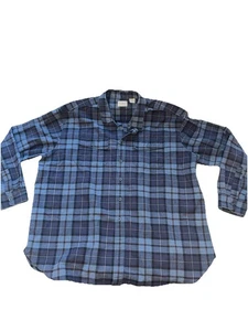 Herren L.L. Bean 0 MT06 blau kariertes schweres Flanell Langarm Hemd Xxl 2XL Reg - Bild 1 von 5