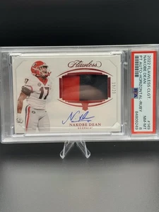 2022 Panini Flawless Collegiate Nakobe Dean Ruby Patch Auto /20 #149 PSA 8 UGA - Picture 1 of 2