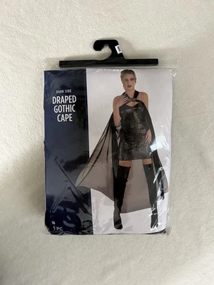 NEW Halloween Costume  Dark Side Draped Gothic Cape Black One Size Fits Most - Image 1 of 2