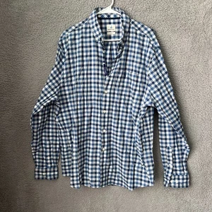 Johnnie O Shirt Mens XL Blue Gingham Hangin Out Button Down Long Sleeve Preppy - Picture 1 of 14