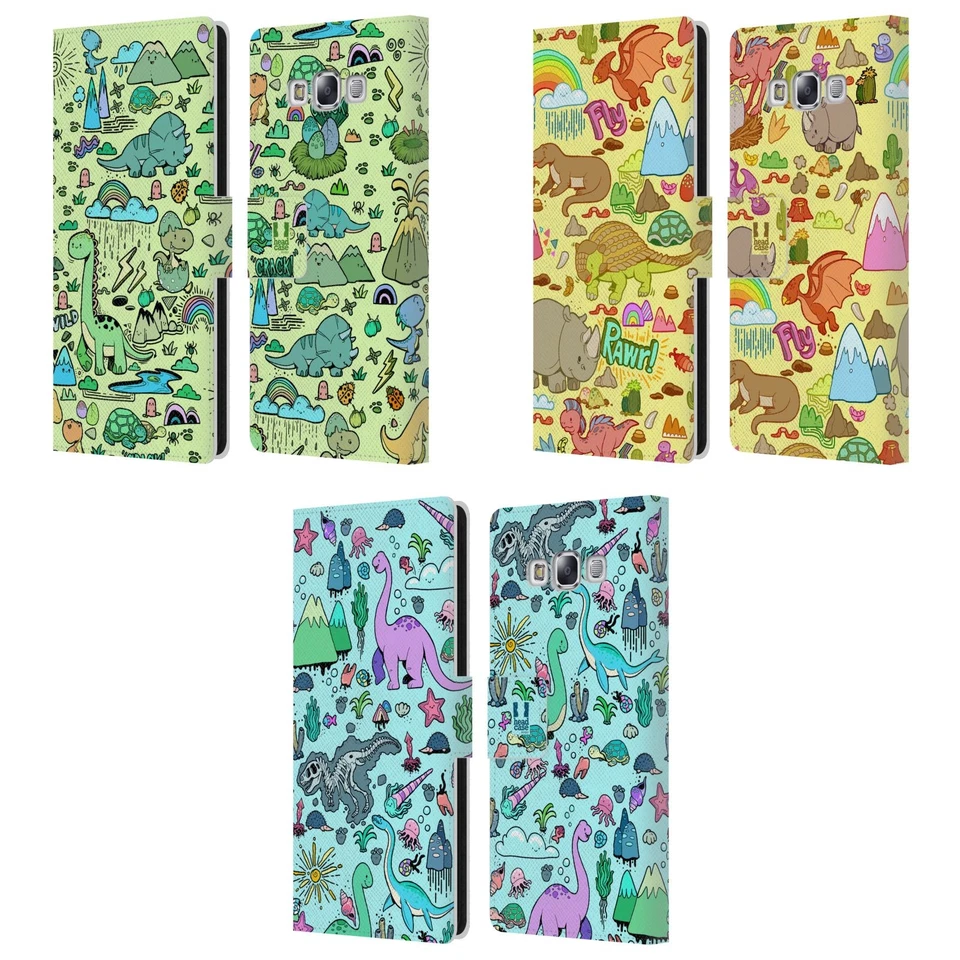 HEAD CASE DESIGNS PREHISTORIC PATTERNS LEATHER BOOK CASE FOR SAMSUNG PHONES 3 - Image 1 of 4
