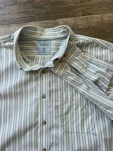 Vintage LL Bean Shirt Mens Size XLT Tall Striped Button Down Long Sleeve Heavy - Picture 1 of 7