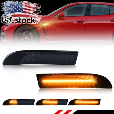 Luzes indicadoras frontais LED âmbar dinâmicas fumê para 09-16 Porsche Panamera 970 - Imagem 1 de 4