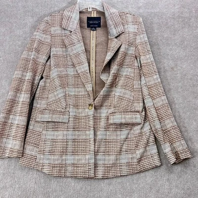 Sanctuary Plaid Blazer Brown Gray Career Casual Office Jacket Size M - Image 1 of 4