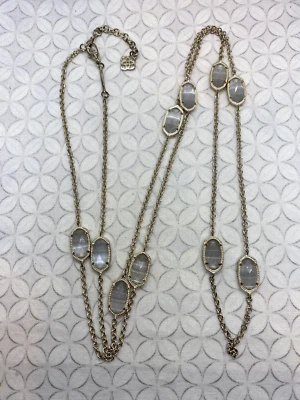 Kendra Scott Kellie Collar Estación Larga Pizarra Ojo de Gato Vidrio Tono Dorado Usado Foto 1 de 4