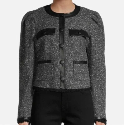 Blazer Marco Pequeño Boucle Lana Mezcla Seda Tweed Chaqueta Color: Multi Foto 1 de 4