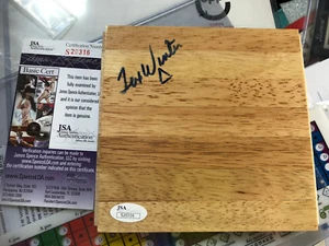 TEX WINTER JSA COA autograph signed 6x6 insc "triangle" floorboard 9x NBA champ - Picture 1 of 3
