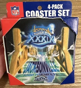 Vintage Xpres Team 4 Coaster Set Super Bowl XXXIX (39) Jacksonville NOS 2005 - Picture 1 of 2