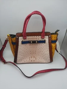 LE MIEL Faux Crocodile Pattern Purse Colorful Block NWT Top Handle & Strap - Picture 1 of 21