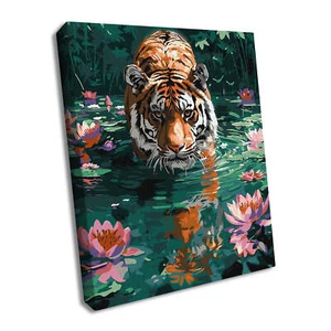 Kit Pintura por Números Ideyka Un tigre a la caza KHO6614 - Imagen 1 de 2