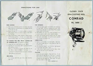 Conrad #1855 Close Face Spin-Casting Fishing Reel Manual Parts List R92 - Picture 1 of 2