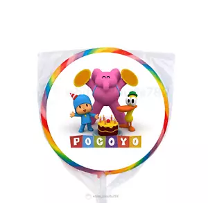 24 Pocoyo 1.67" Sticker Labels for Bag Lollipop Party Favor Birthday - Picture 1 of 1