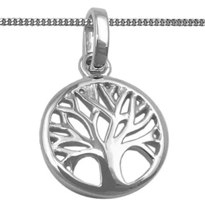 Weiss Gold 333 Lebensbaum Anhänger Äste Lebens Baum Frauen Kinder + Silber Kette - Bild 1 von 6