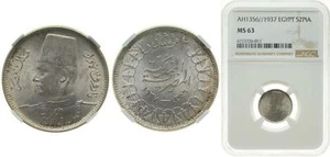 Egypt AH 1356 (1937) 2 Piastres Silver (.833) (Copper .166) NGC MS 63 - Picture 1 of 1