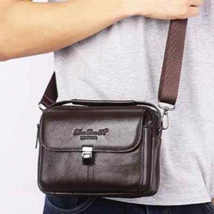 Genuine Leather Cowhide Business Shoulder Messenger Men Briefcase w/Top Handle - Picture 1 of 22