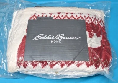 NEW Eddie Bauer Grizzly Peak UltraPlush Red Bear Blanket Throw 50x60 Sherpa - Image 1 of 4