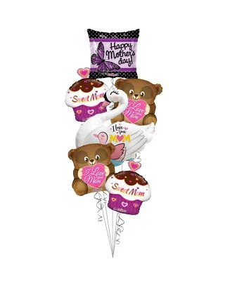 Ramo de globos Feliz Día de la Madre I Love You Sweet Mom (6 globos) Foto 1 de 4