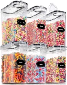 Large Dry Food Storage Containers with Lids 6PCS Airtight Cereal Containers - Picture 1 of 3