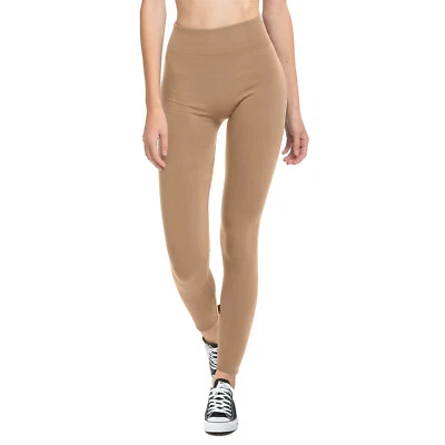 Womens Fleece Lined Leggings Thick Winter Warm Solid One Size Thermal Pants - Image 1 of 4