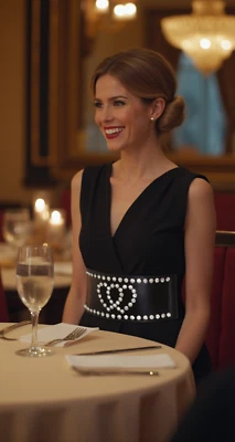 Women Black Elastic Wide Waistband Belt Hip High Waist Silver Heart Love Fit S M - Image 1 of 4