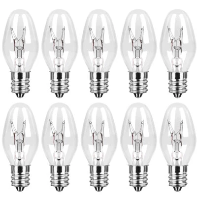 10 Pack Nightlight Bulbs 15C7, Clear, 15 Watt, 120 Volt, E12 Candelabra Base - Image 1 of 4