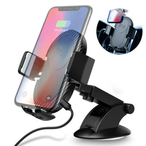 Car Fast Wireless Charger Holder Air Vent Mount Bracket Samsung iPhone 3 in 1 - Photo 1 sur 11