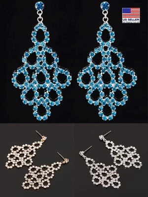 Preciosos pendientes de cristal completos vintage con borlas de flores barrocas huecas para mujer 1912 Foto 1 de 4