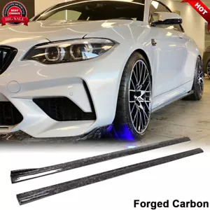 For BMW F87 M2 M2C 2016-20 FORGED CARBON FIBER Side Skirts Extension Lip Spoiler - Foto 1 di 10