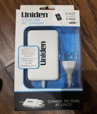 Зарядное устройство переменного тока Uniden 6 портов USB 6 ампер - Изображение 1 из 2