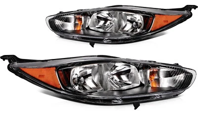 Headlights Assembly Fit For 2016-2018 Ford Fiesta Black Housing Headlamps Pair - Image 1 of 4