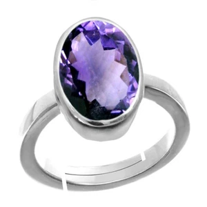 Natural Stone Silver Plated Amythest Adjustable Ring in Size ( AU H-P or Q-Z) - Picture 1 of 5