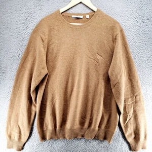 Uniqlo 100% Cashmere Sweater Womens L large Beige Crew Neck Long Pullover Jumper - Picture 1 of 24