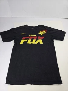 Fox Racing Kids T Shirt M Medium Kids Team Fox Black Yellow Dirt Bikes Racing - Picture 1 of 7