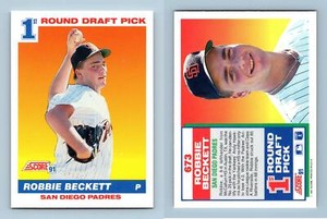 Robbie Beckett #673 Score 1991 Baseball RC Trading Card