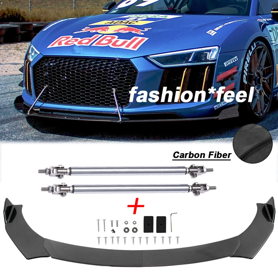 Fibra de carbono parachoques delantero divisor de labios varilla de puntal para Audi A3 A4 b7 b8 b9 A6 C7 Foto 1 de 4